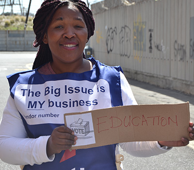 Family means everything to 30-year-old Big Issue vendor Aphiwe Shumi. The single mother of three children (aged three, five and 10) lost her own mother when she was much younger. This meant that she had to care for her two younger siblings, who are now nine and 18, respectively.